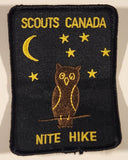 Scouts Canada Nite Hike Owl Stars Moon 2 1/2" x 3 1/2" Embroidered Fabric Patch Badge