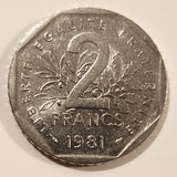 1981 France 2 Francs Nickel Metal Coin