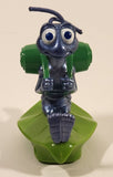 1998 McDonald's Pixar A Bug's Life Movie Flik Ant on Leaf Pull Back 3" Tall Plastic Toy Figure