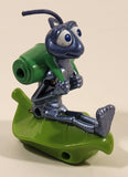 1998 McDonald's Pixar A Bug's Life Movie Flik Ant on Leaf Pull Back 3" Tall Plastic Toy Figure