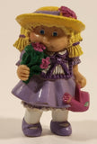 Vintage 1984 OAA Cabbage Patch Kids Girl in Purple Dress with Flowers and Watering Can 2 3/8" PVC Toy Figure