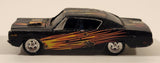 1998 Playing Mantis Johnny Lightning Street Freaks 1970 AMC Rebel Machine Black with Flames Die Cast Toy Car Vehicle with Opening Hood