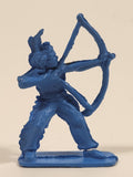 Native Indian Warrior with Bow and Arrow Blue 2" Tall Plastic Toy Figure
