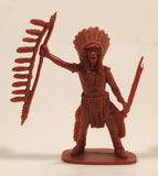 Native Indian Chief Warrior with Bow and Arrow Red 2 3/4" Tall Plastic Toy Figure