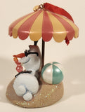 2014 Disney Frozen Olaf Chillin' In The Sunshine On The Beach Drinking Under An Umbrella 5/8" Resin Hanging Figure