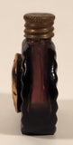 Antique Czech Ornate Gold Lizard Design Clamshell Dark Purple Amethyst Glass Miniature 1 7/8" Perfume Bottle