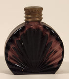Antique Czech Ornate Gold Lizard Design Clamshell Dark Purple Amethyst Glass Miniature 1 7/8" Perfume Bottle