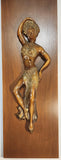 Vintage 1960s Girotti Sculptured Art Aztec Mayan Man Woman 3D Chalkware Wood Wall Plaques Set of 2