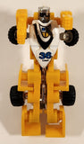 Vintage 1984 Tonka Bandai Go-Bots Slicks F1 Formula 1 #36 Yellow and White 4 1/4" Transforming Toy Car Action Figure
