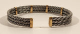 Gold and Silver Tone 3 Steel Cable Bracelet