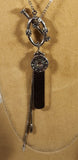 Clin D' Oeil Cancer Ribbon Flower Design Rhinestone Center 28" Chain Necklace