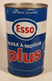 Vintage Esso Plus Motor Oil One Quart 1.14 Litres Blue Metal Can FULL