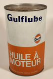 Vintage Gulf Gulflube SAE 30 1.13 Litre Motor Oil Metal Can FULL