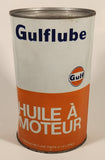 Vintage Gulf Gulflube SAE 30 1.13 Litre Motor Oil Metal Can FULL
