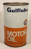 Vintage Gulf Gulflube SAE 30 1.13 Litre Motor Oil Metal Can FULL