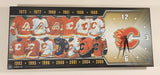 Frame Worth NHL Atlanta Flames Calgary Flames 1973 to 2008 Jersey and Logo History 7" x 16" Wood Plaque Wall Clock