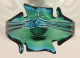 Vintage Chalet Lorraine Style Blue and Green 9" Basket Art Glass Candy Dish