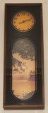 Rare Vintage 1970s Deko Looking Through The Trees Water View 12" x 34" Wood Framed Shadow Box Wall Clock