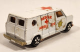 Vintage Unknown Brand Rescue Ambulance White Die Cast Toy Car Vehicle Made in Hong Kong