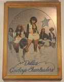 Vintage Dallas Cowboys Cheerleaders Large 22 3/4" x 30 3/4" Wood Framed Mirror