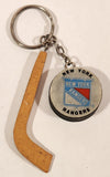 1989 Skore NHL New York Rangers Puck and Wood Hockey Stick Key Chain