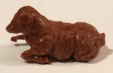 Vintage Brown Cow Laying 1 1/2" Plastic Toy Figure