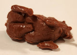 Vintage Brown Cow Laying 1 1/2" Plastic Toy Figure