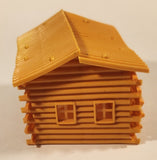 Vintage Brown Log Cabin 4 1/2" Rubber Plastic Snap Together Toy