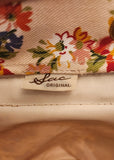 Sac Original Red Blue Yellow Flower Print Brown Leather Based Backpack