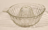 Vintage Lemon Hand Juicer Reamer Wide Ribbed Depression Glass Bowl with Handle and Pour Spout