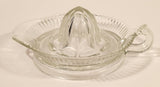 Vintage Lemon Hand Juicer Reamer Ribbed Depression Glass Bowl with Handle and Pour Spout
