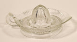 Vintage Lemon Hand Juicer Reamer Ribbed Depression Glass Bowl with Handle and Pour Spout
