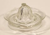 Vintage Lemon Hand Juicer Reamer Ribbed Depression Glass Bowl with Handle and Pour Spout
