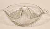 Vintage Lemon Hand Juicer Reamer Thin Ribbed Depression Glass Bowl with Handle and Pour Spout