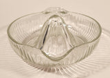 Vintage Lemon Hand Juicer Reamer Thin Ribbed Depression Glass Bowl with Handle and Pour Spout