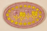 Pink and Yellow Flowers Oval 1 5/8" x 2 3/8" Embroidered Fabric Patch Badge