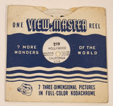 Vintage 1940s Sawyer's View-Master 219 Hollywood California U.S.A. Picture Reel in Sleeve