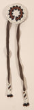 Vintage Native American Beaded Brown and White Leather String Ceremonial Hair Tie