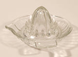 Vintage 1940s Lemon Hand Juicer Reamer Ribbed Depression Glass Bowl with Handle and Pour Spout