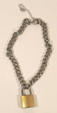 Silver tone Heavy Thick Chain with Padlock 13" Necklace