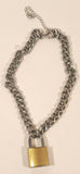 Silver tone Heavy Thick Chain with Padlock 13" Necklace