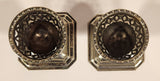 Vintage Ornate Perforated 2 3/8" Silver Tone Metal Egg Cup Holders Set of 2 Made in England