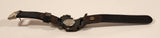 Amona Brass Motorcycle Leather Strap Swiss Quartz Wristwatch