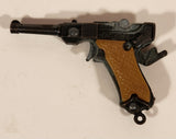 Vintage Victory 1980s German Mauser Pistol Miniature Metal Cap Gun Keychain Charm Made in Hong Kong