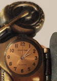 Amona Brass Motorcycle Leather Strap Swiss Quartz Wristwatch