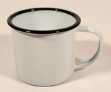 White with Black Rim Small 2 1/4" Kid's Enamel Metal Mug Cup With Handle