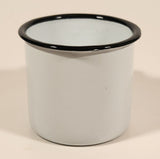 White with Black Rim Small 2 1/4" Kid's Enamel Metal Mug Cup With Handle