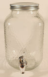 Vintage Bubble Pebble Textured Water Jug Dispenser 10" Clear Glass Bottle with Metal Lid