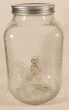 Vintage Bubble Pebble Textured Water Jug Dispenser 10" Clear Glass Bottle with Metal Lid