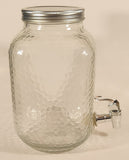 Vintage Bubble Pebble Textured Water Jug Dispenser 10" Clear Glass Bottle with Metal Lid